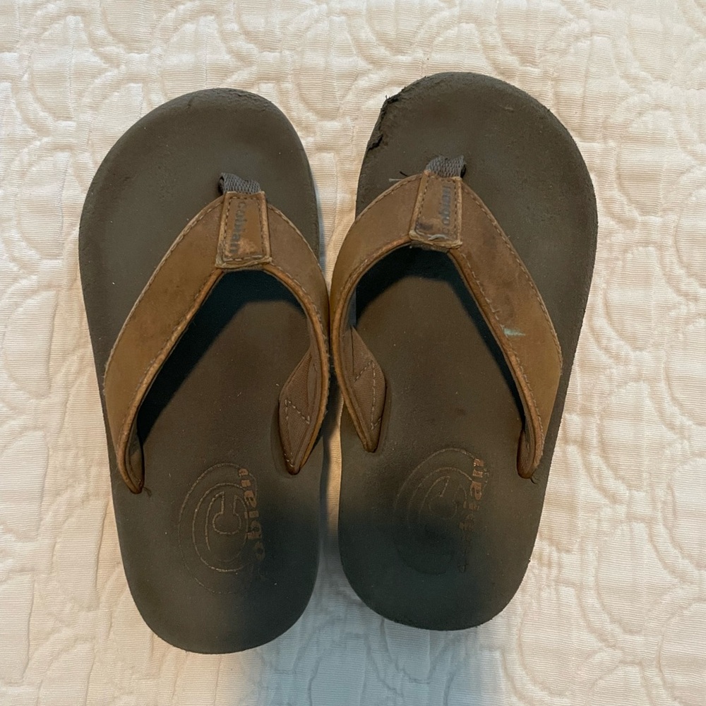 Toddler Brown Cobian Flip Flops size age 5-6